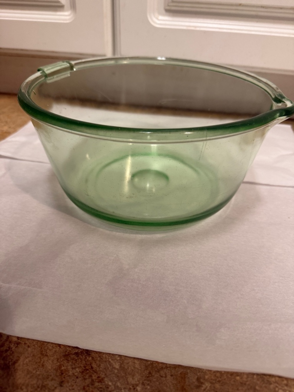 Vintage Uranian Green Glass Mixing Bowl - Home Kitchen